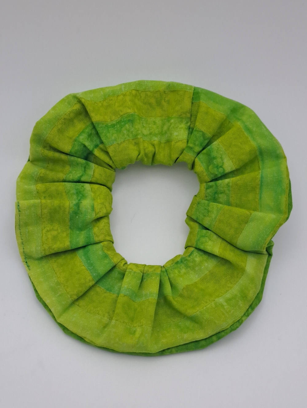 Striped Green Scrunchie Hair Tie Batik Cotton Accessory Elastic Band